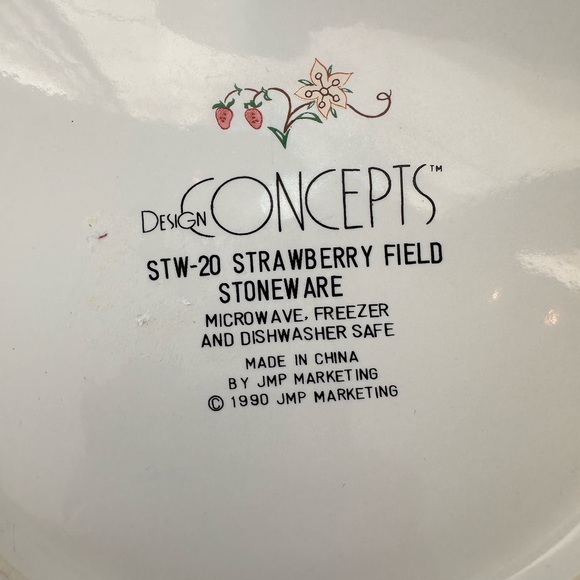 Strawberry Field Stoneware Dinner Plate by Design Concepts set of 4 Vintage - Picture 3 of 4